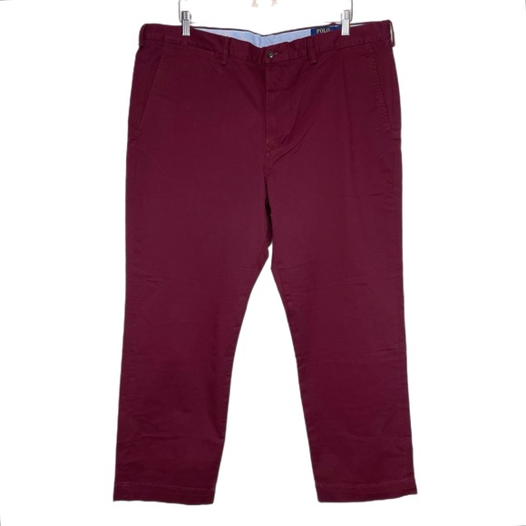 NEW Polo Ralph Lauren Burgundy Chino Pants Size 40x30 - Picture 1 of 11